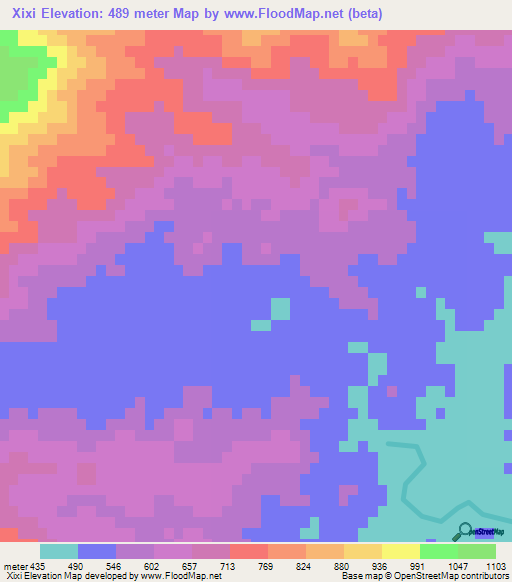 Xixi,China Elevation Map