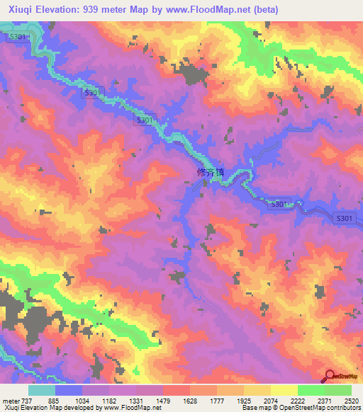 Xiuqi,China Elevation Map