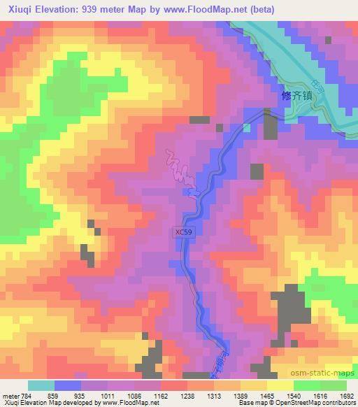 Xiuqi,China Elevation Map