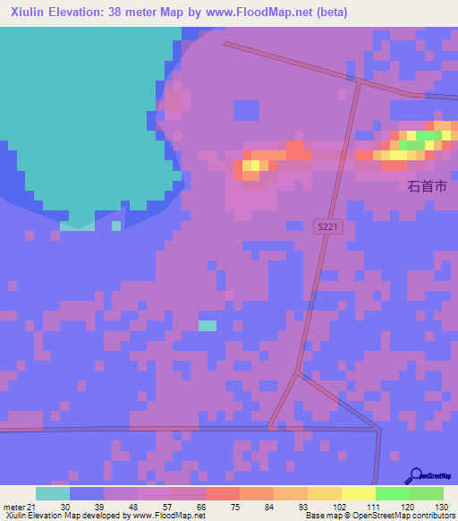 Xiulin,China Elevation Map