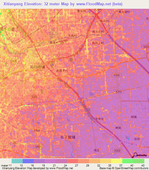 Xitianyang,China Elevation Map