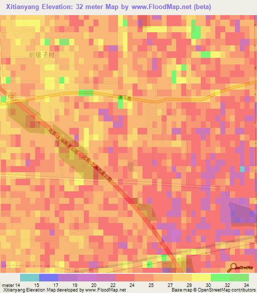 Xitianyang,China Elevation Map