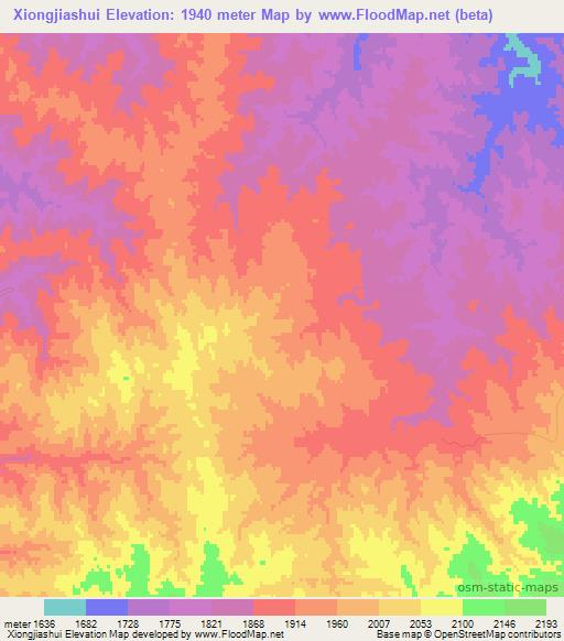 Xiongjiashui,China Elevation Map