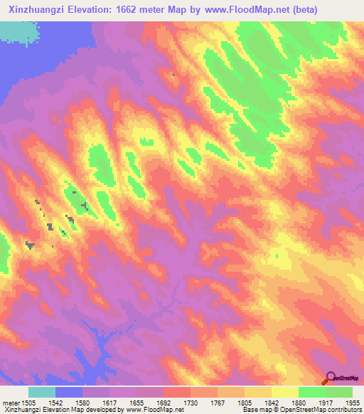 Xinzhuangzi,China Elevation Map