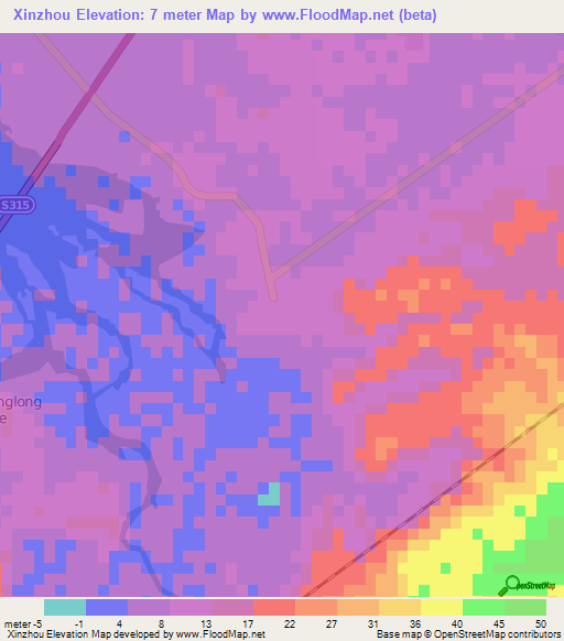 Xinzhou,China Elevation Map