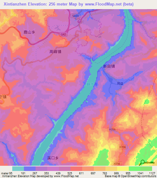 Xintianzhen,China Elevation Map