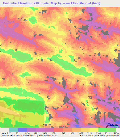 Xintianba,China Elevation Map