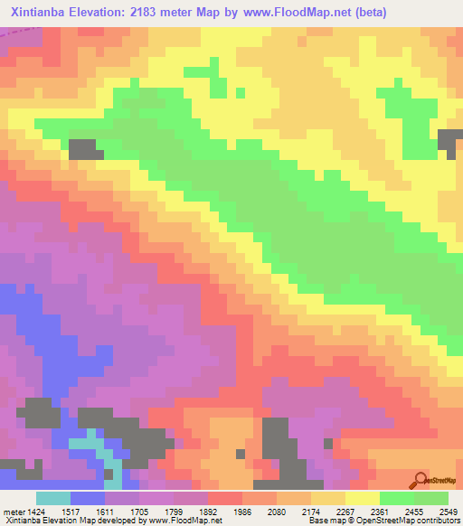 Xintianba,China Elevation Map