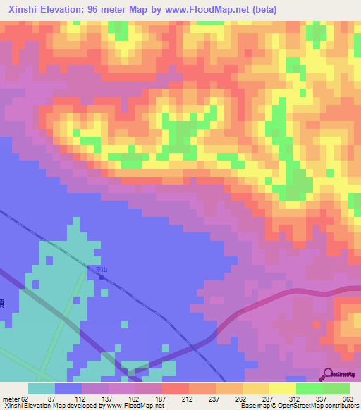 Xinshi,China Elevation Map