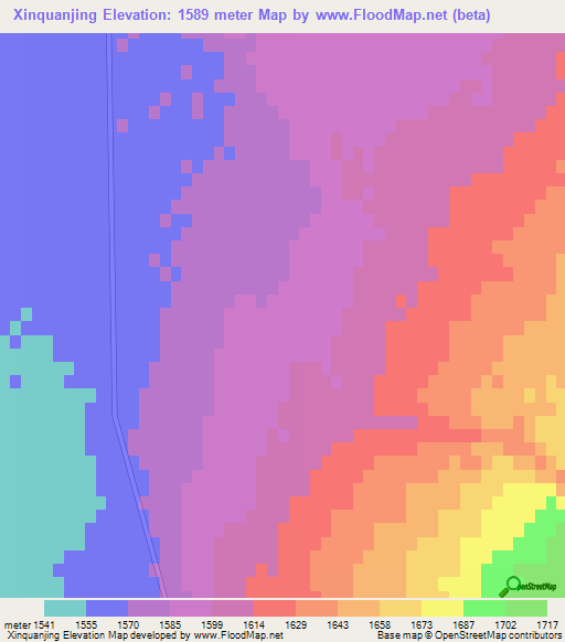 Xinquanjing,China Elevation Map