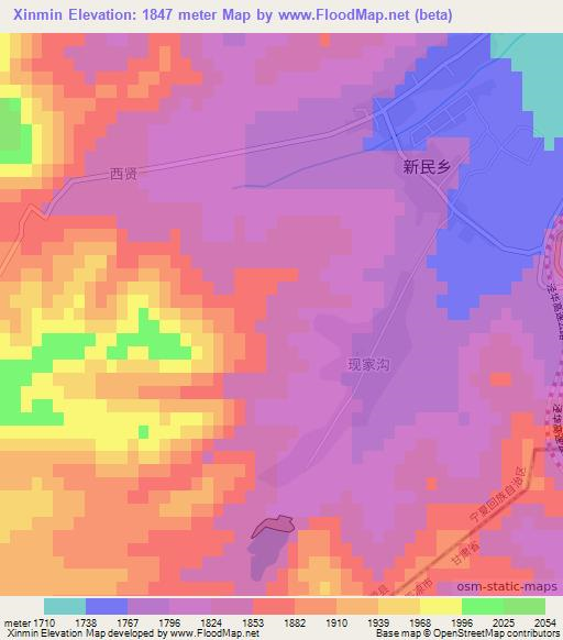Xinmin,China Elevation Map