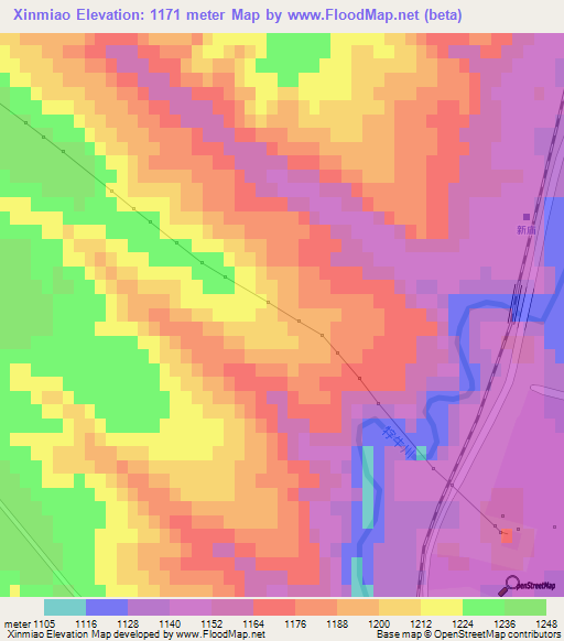 Xinmiao,China Elevation Map