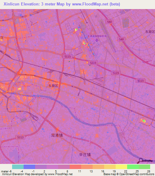 Xinlicun,China Elevation Map
