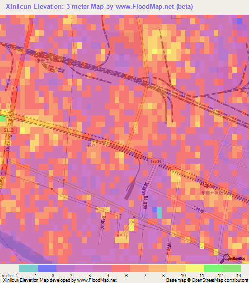 Xinlicun,China Elevation Map