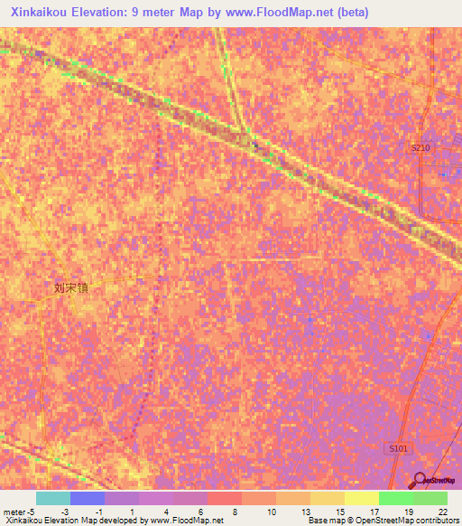 Xinkaikou,China Elevation Map