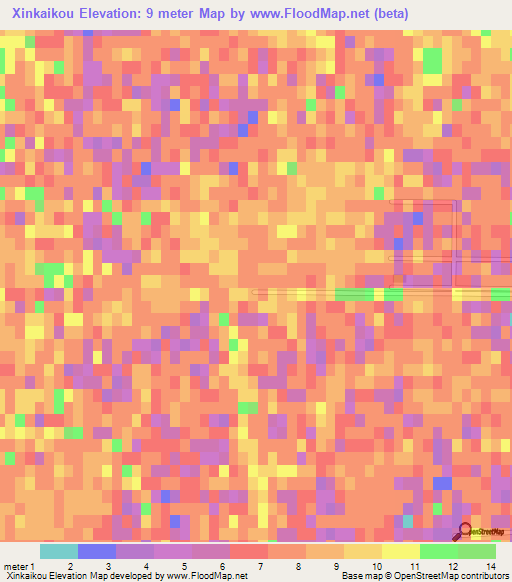 Xinkaikou,China Elevation Map