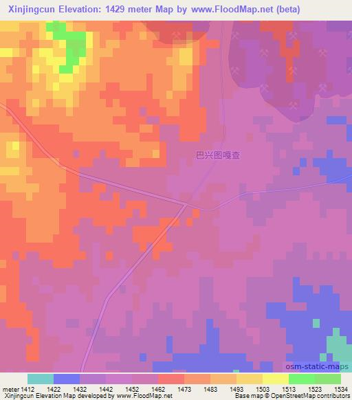Xinjingcun,China Elevation Map