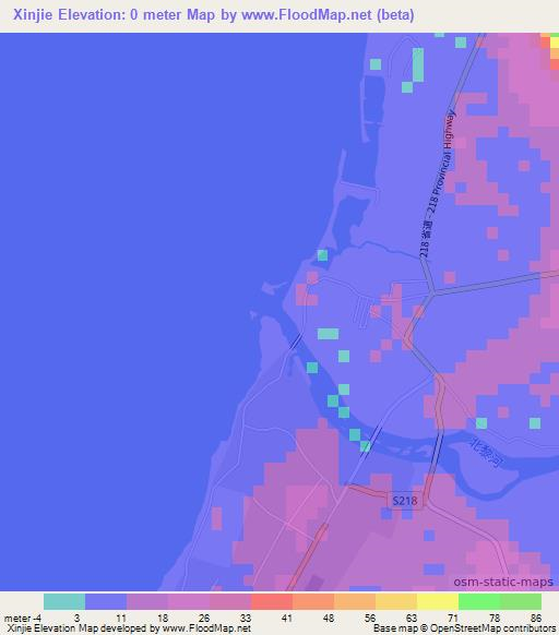 Xinjie,China Elevation Map