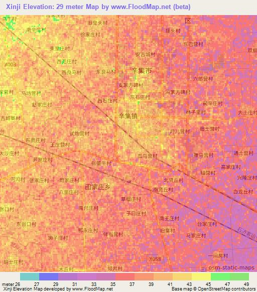 Xinji,China Elevation Map