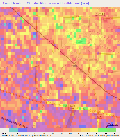 Xinji,China Elevation Map