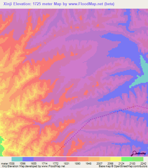 Xinji,China Elevation Map