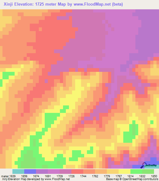 Xinji,China Elevation Map