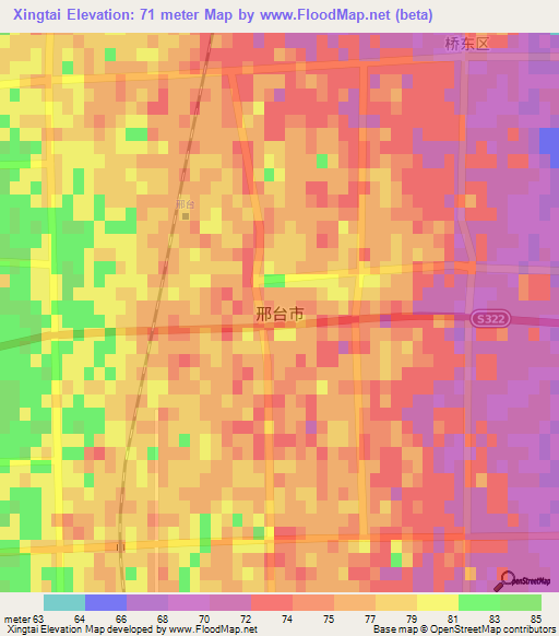 Xingtai,China Elevation Map