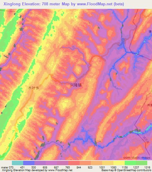Xinglong,China Elevation Map