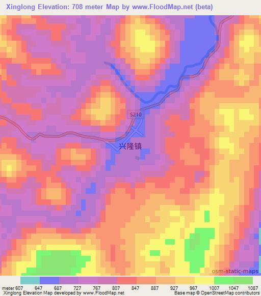Xinglong,China Elevation Map