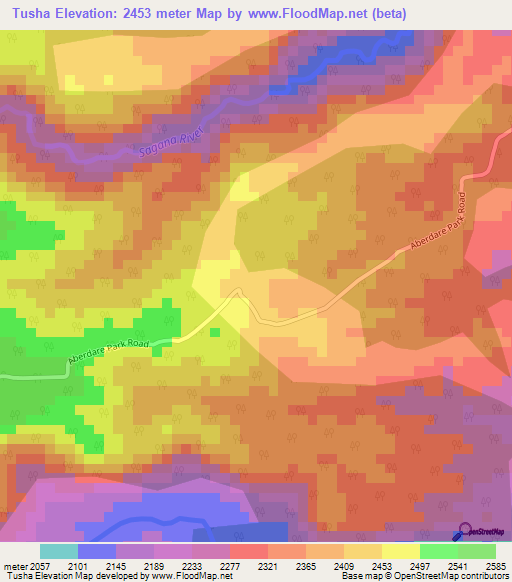 Tusha,Kenya Elevation Map