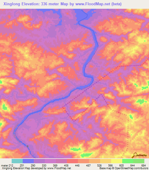 Xinglong,China Elevation Map