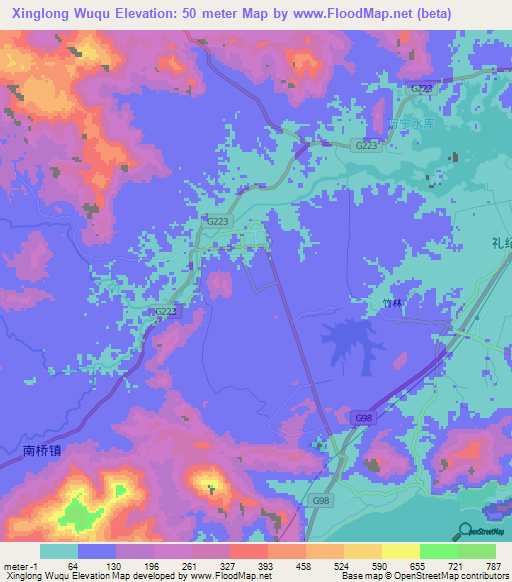 Xinglong Wuqu,China Elevation Map