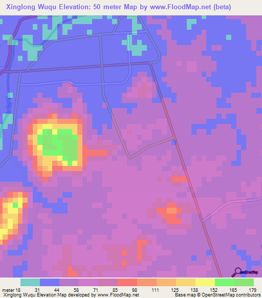 Xinglong Wuqu,China Elevation Map