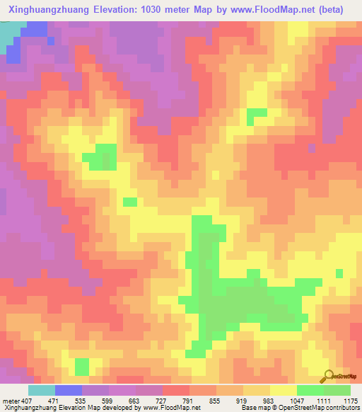 Xinghuangzhuang,China Elevation Map