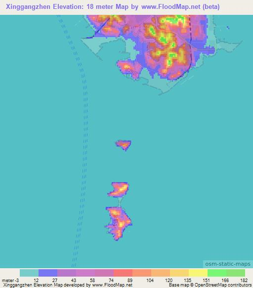 Xinggangzhen,China Elevation Map