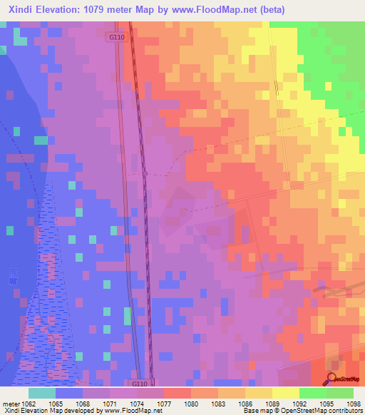 Xindi,China Elevation Map