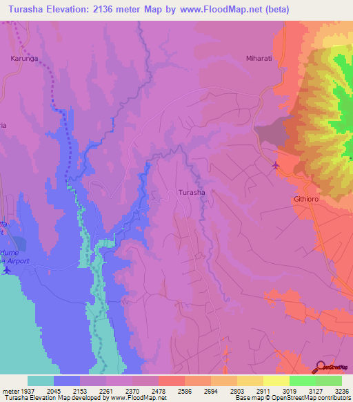 Turasha,Kenya Elevation Map