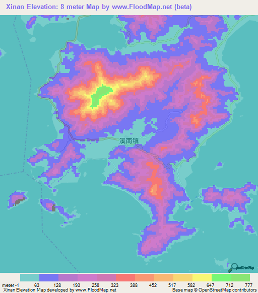 Xinan,China Elevation Map