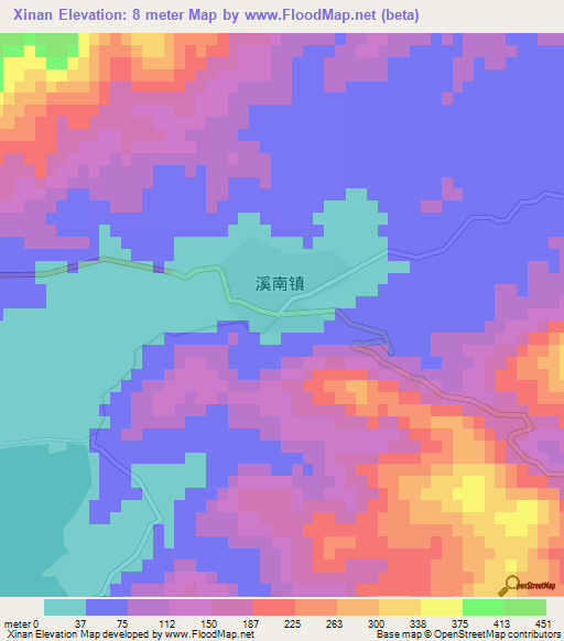 Xinan,China Elevation Map