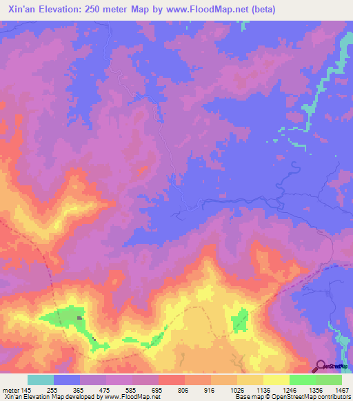 Xin'an,China Elevation Map