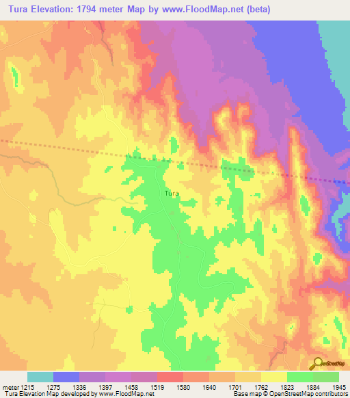 Tura,Kenya Elevation Map