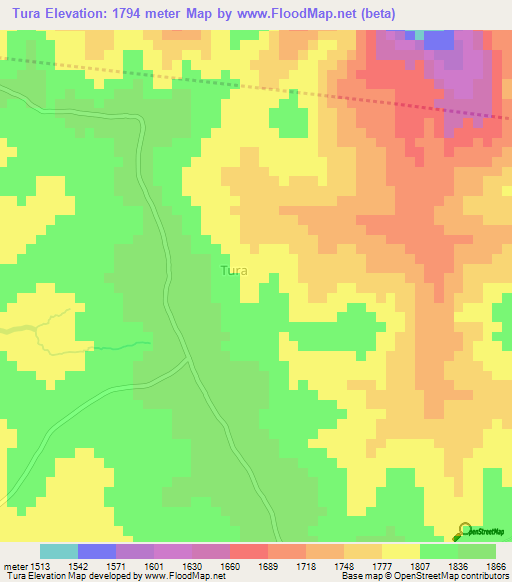 Tura,Kenya Elevation Map