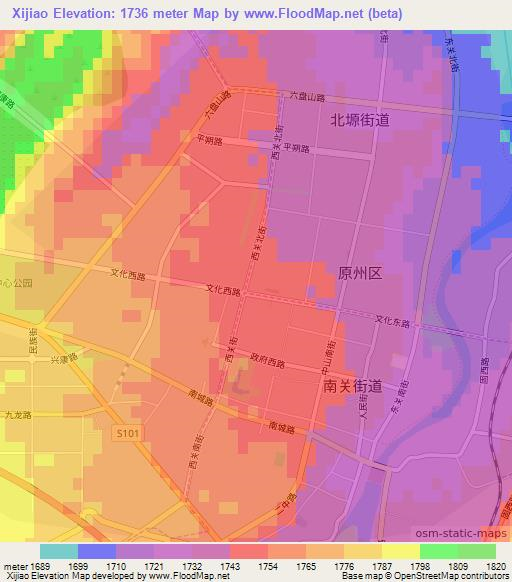 Xijiao,China Elevation Map