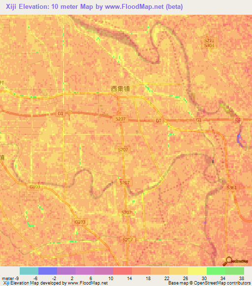 Xiji,China Elevation Map