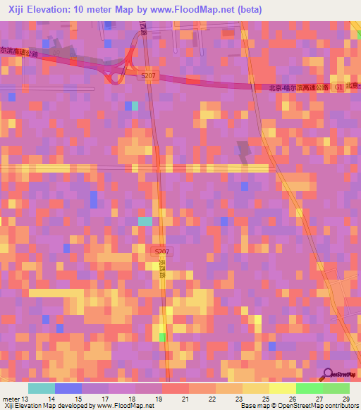 Xiji,China Elevation Map