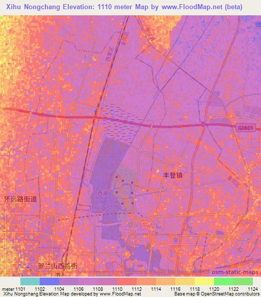 Xihu Nongchang,China Elevation Map