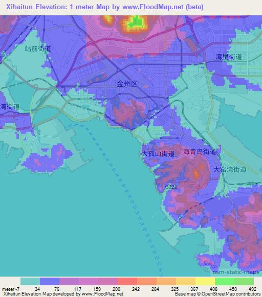 Xihaitun,China Elevation Map