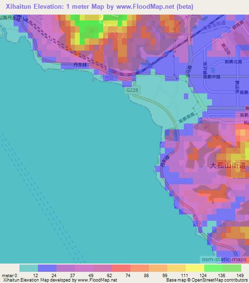 Xihaitun,China Elevation Map