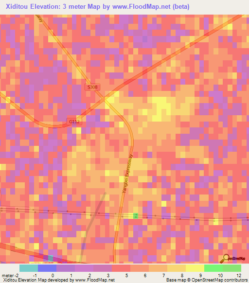 Xiditou,China Elevation Map