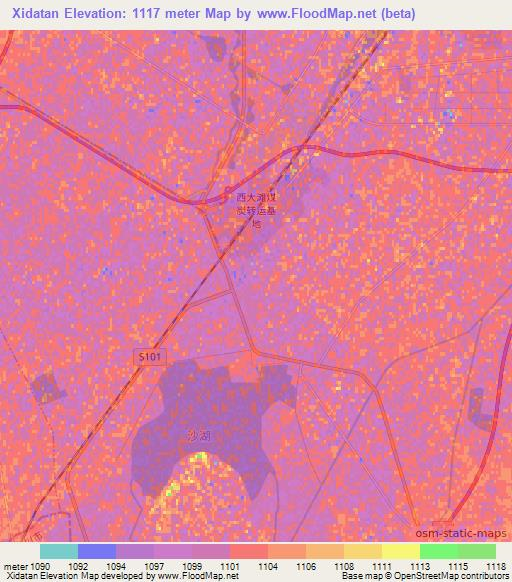 Xidatan,China Elevation Map